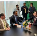 DEPUTADO ALEXANDRE GUIMARÃES, GOVERNADOR WANDERLEI BARBOSA E AMÉLIO CAYRES JUNTOS EM AGENDA PRODUTIVA EM BRASÍLIA