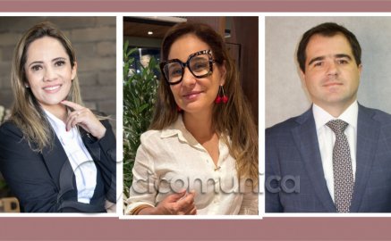 Alessandra Decicimo (esq. p/ dir.), Flávia Cristina Fioravante Pereira e Gabriel Hercos 