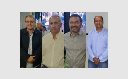 Presidente da Aciara (es. p/ dir.), Denilson da Silva, presidente do SRA, Wagner Borges, governador do Tocantins e candidato à reeleição Wanderlei Barbosa e o diretor da Facdo, padre Edson Oliveira da Silva