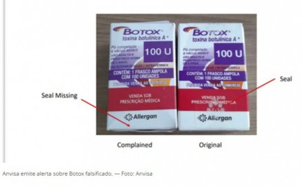 O medicamento original possui um selo na embalagem secundária, que não está presente no produto falsificado.