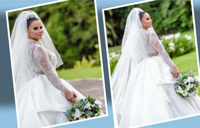 Viviane Araújo  se casou com vestido princesa - Foto: RS / Stevez Foto e Filme // Divulgação // Efeito: Cícera Maria