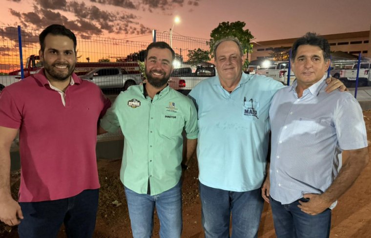 João Vitor Marzola, vice-presidente do SRA, Paulo Sérgio Araújo, pecuarista Júnior Marzola e o diretor do SRA Flávio Vicente Foto: Cícera Maria  