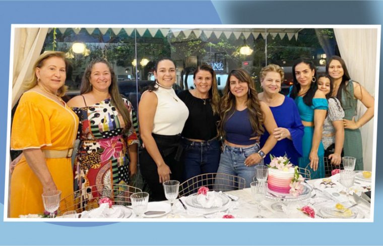 Salvina Mocó (esq. p/dir.), Andréia Castro, Danielle D´Lana, Nara Aires, Cidinha Trindade, Marta Vendramini. Kátia Trindade, Gabriela Trindade e Mariane Carvalho,- Recordação // Arte: Cícera Maria