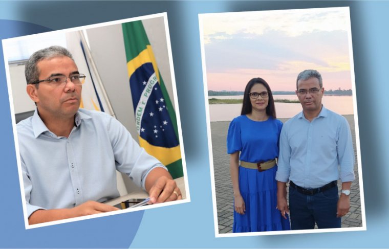 Regina e José Miguel Filho (secretario de gabinete da prefeitura de Araguaína) - Fotos: Divulgação// Efeito: Cícera Maria