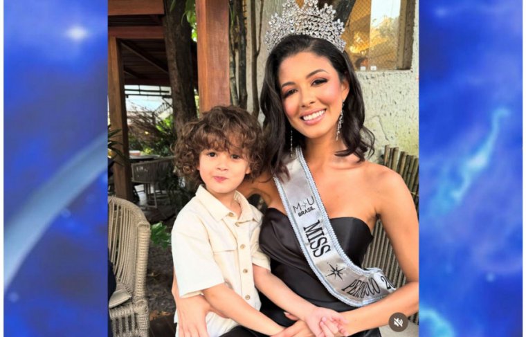 Pedro e a mãe Luana Cavalcante, Miss Universo Brasil 2024 Foto: Reprodução Instagram 