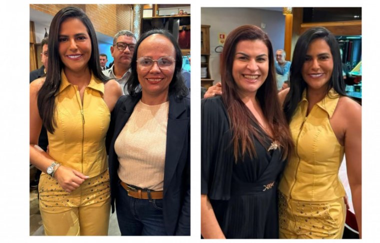 Karynne Sotero com a prefeita eleita de  Santa Terezinha e a vereadora eleita de Palmas, Karina Café Fotomontagem CCMNC/ Reprodução internet 