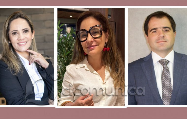 Alessandra Decicimo (esq. p/ dir.), Flávia Cristina Fioravante Pereira e Gabriel Hercos  