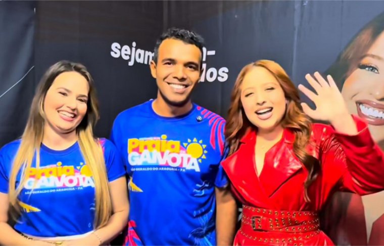 Prefeito de São Geraldo Jefferson Oliveira, primeira-dama, Giovanna Cirqueira e Mari Fernandes  