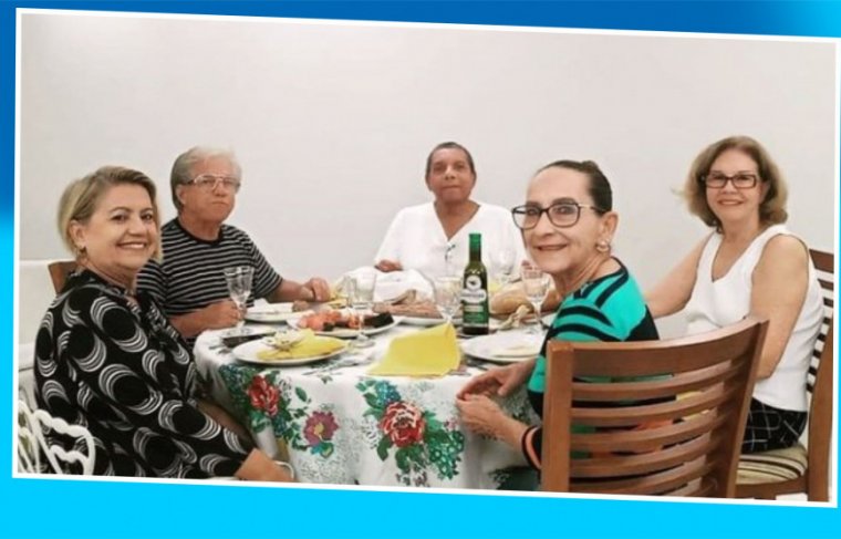 Cristina Cardoso com Regina Celi e Benedito Aparecido da Silva, Denize e Dorival de Sá - Foto: RS / Efeito: Cícera Maria