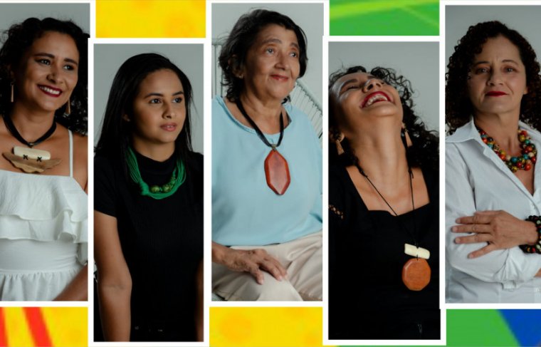 Jaqueline Cardoso, Luanda Barreto, Santana Barreto, Jaqueline Cardoso e Ivanete Hipólito Foto: Lamária Piancó / Montagem: CCMNC