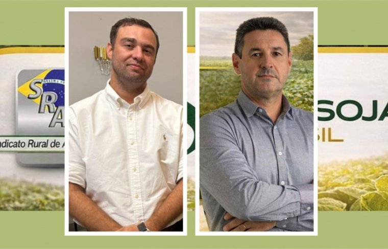 Presidente do SRA Paulo Sérgio Marquez e o presidente da Aprosoja Brasil Mauricio Buffon Fotos: CCMNC e Divulgação AB