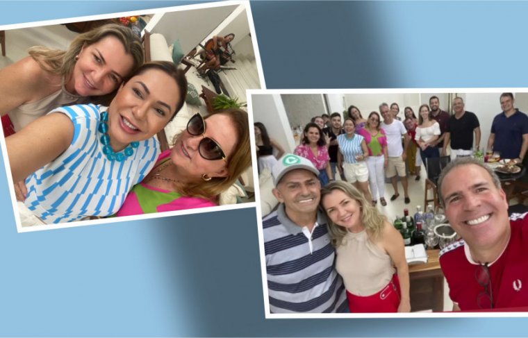 Raimunda Almeida, Luana Ribeiro e Salvina Mocó. E a selfie de Rodrigo Mocó - Foto: Álbum de Família // Efeito: Cícera Maria