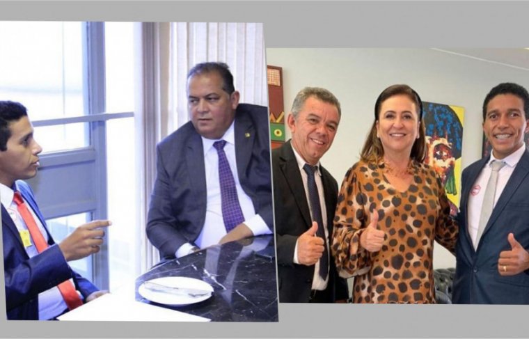 Prefeito de Carmolândia Neurivan Rodrigues, o vice-prefeito Erasmo Pereira e os senadores Kátia Abreu e Eduardo Gomes - Reprodução // Efeito: Cícera Maria