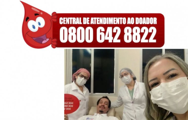 Elionai Rodrigues e equipe de captação de sangue do Hemara Foto: Reprodução // Montagem: Cícera Maria