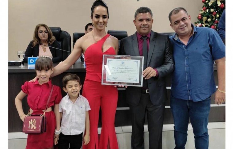 Vereador Edimar Leandro Renata Martinazzo, Raul Guimarães e os filhos Nathi e Raul Filho 