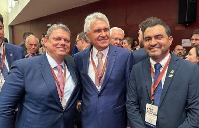 Governadores: Tarcísio de Freitas São Paulo), Ronaldo Caiado(Goiás) e Wanderlei Barbosa(Tocantins) 