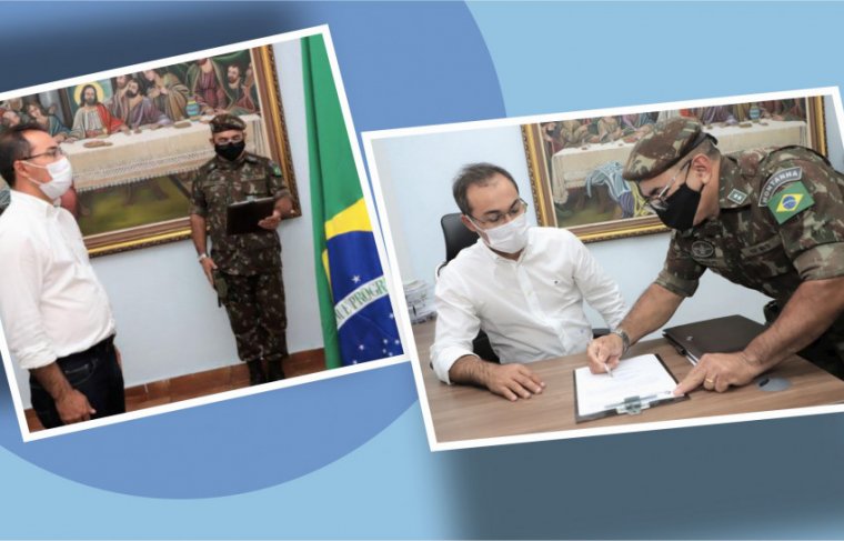 Prefeito de Araguaína, Wagner Rodrigues e o Delegado de Serviço Militar, Primeiro-Tenente, Edilson de Araújo -  Foto: Ascom prefeitura de Araguaína / Marcos Filho -